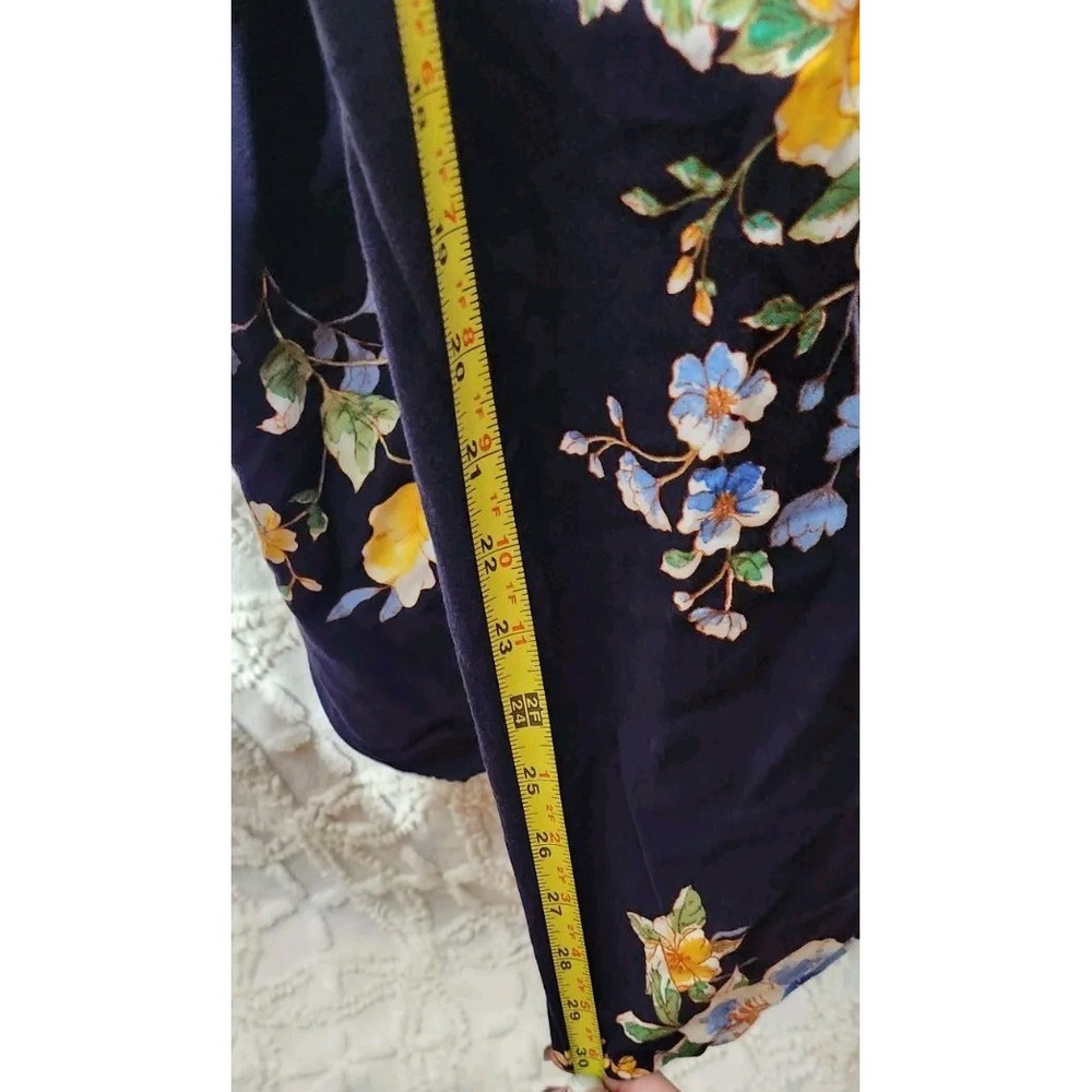 Band Of Gypsies Jumpsuit Womens M Floral Boho Navy‎ Yellow Flutter Sleeve P102 - Picture 11 of 13